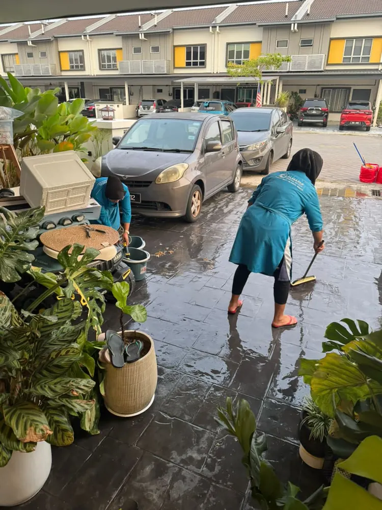 Washing down the porch
